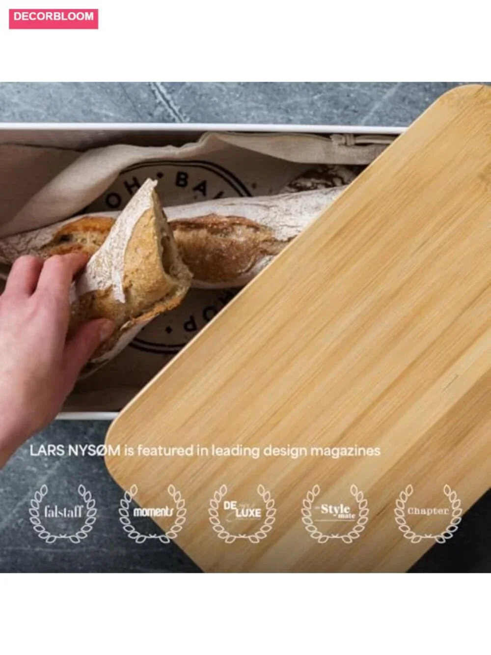 Metal Bread Box with Bamboo Cutting Board Lid, Ventilated, Non-Slip Pads,